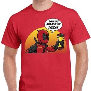 Camiseta Deadpool Shut Up and Give me Tacos (La Colmena)