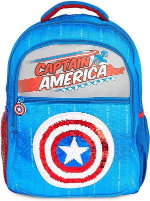 Mochila Escolar con Logo del Capitán América en lentejuelas