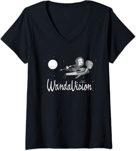 Camiseta Cuello V Marvel Wandavision TV Portada 60s Luz de luna
