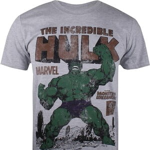 Camiseta Manga Corta Hulk Marvel Comic Gris