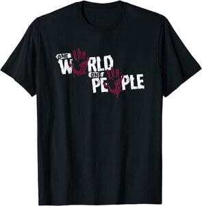 Camiseta Manga Corta Falcon y el Soldado de Invierno Los Sin Banderas Slogan Un Mundo, Un Pueblo Grande