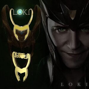 La Gran Tienda de Loki La Serie Bisutería Pendientes con la imagen del casco de Loki