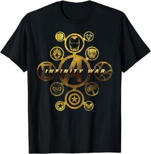 Camiseta Avengers Vengadores Infinity War Iconos Heroes Dorados