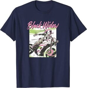 Camiseta Black Widow Comic Acción Motocicleta