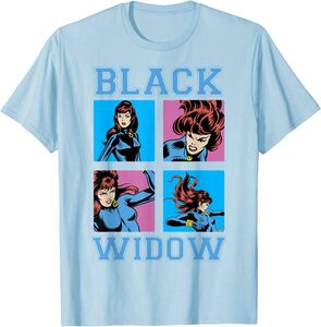 Camiseta Black Widow Comic Retro Viuda Negra en Acción
