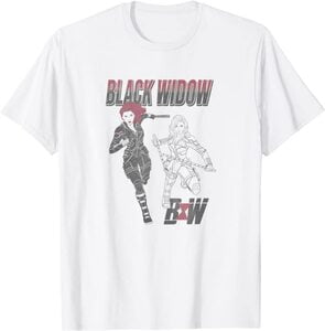 Camiseta Black Widow Line Art Collage