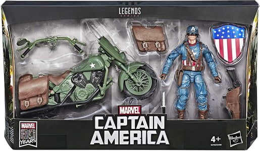 Figura Marvel Legends Capitan America con moto Especial 80 aniv. Marvel