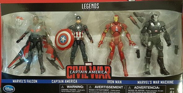 Figura Marvel Legends Civil War Ironman, Capitan America Falcon y War Machine
