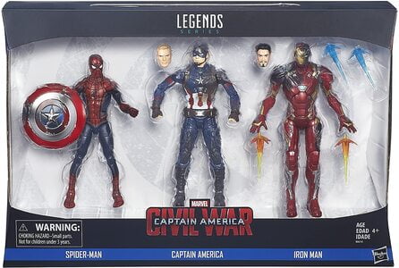 Figura Marvel Legends Civil War Ironman, Capitan America y Spider-Man