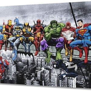 Lienzo para Decoracion Superheroes Almuerzo en el Rascacielos