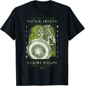 Camiseta What If Capitan America Zombie blanco y negro