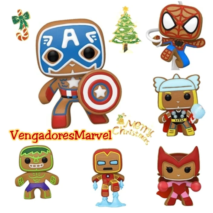 Funko Pop Edicion Especial Navidad Galleta de Jengibre Collage de Vengadores Marvel