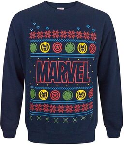 Jersey de Punto de Navidad de Los Vengadores de Marvel Logos