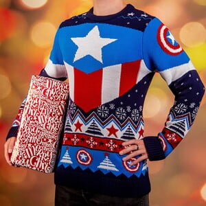 Jersey de Punto de Navidad del Capitán América