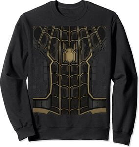 Sudadera Spider-Man No Way Home Disfraz Traje de Spider-Man Negro y Dorado