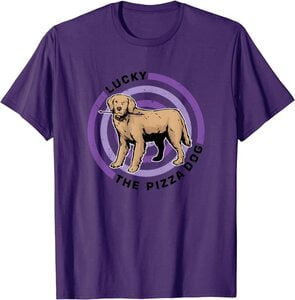 Camiseta Hawkeye Ojo de Halcón Lucky Pizza Dog Logo Diana
