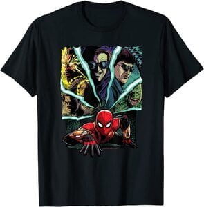Camiseta Spider-Man No Way Home Comic Spidey y Enemigos