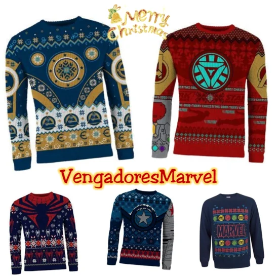 Ugly Sweter Jersey Feo de Navidad de Marvel y Los Vengadores